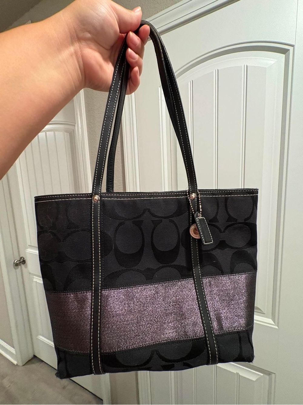 Coach Signature Stripe Tote Bag